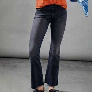 MOTHER Black The Weekender Fray Mid Rise Flare Leg Jeans - 27"